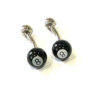 Pool 8-Ball Cufflinks — Black & White Enamel — Silver